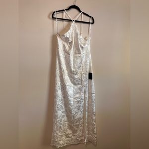 NWT Lulus White Jacquard Patterned Midi Dress, X-Large
